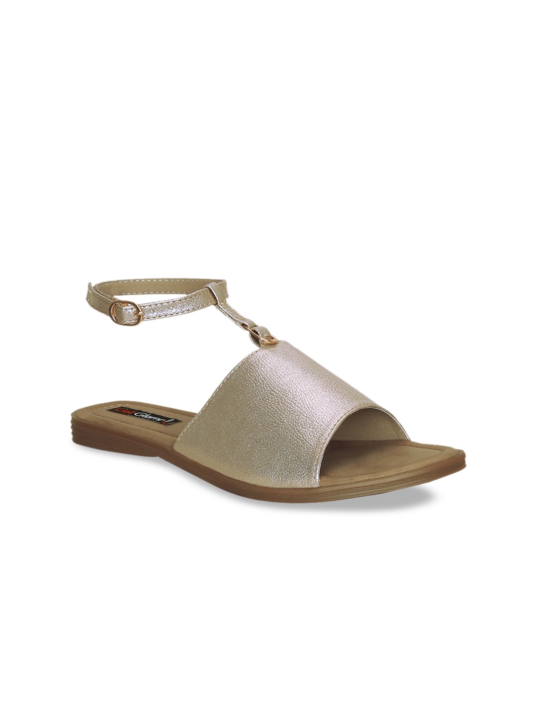 

Get Glamr Women Gold-Toned Solid Open Toe Flats