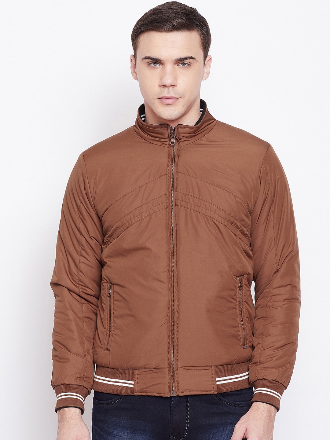 

Duke Men Brown Solid Bomber Jacket