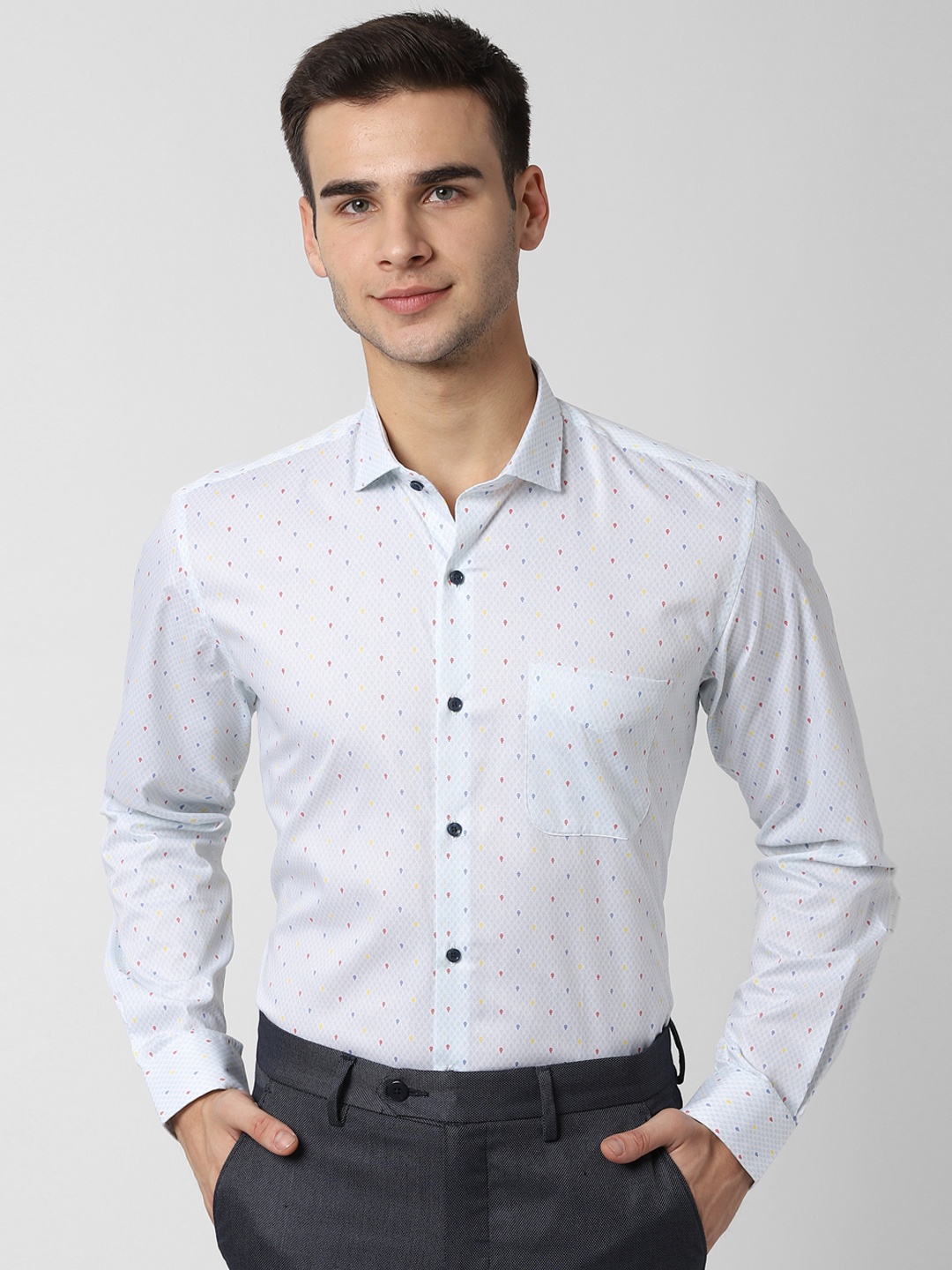 

Peter England Men Blue Regular Fit Printed Formal Shirt