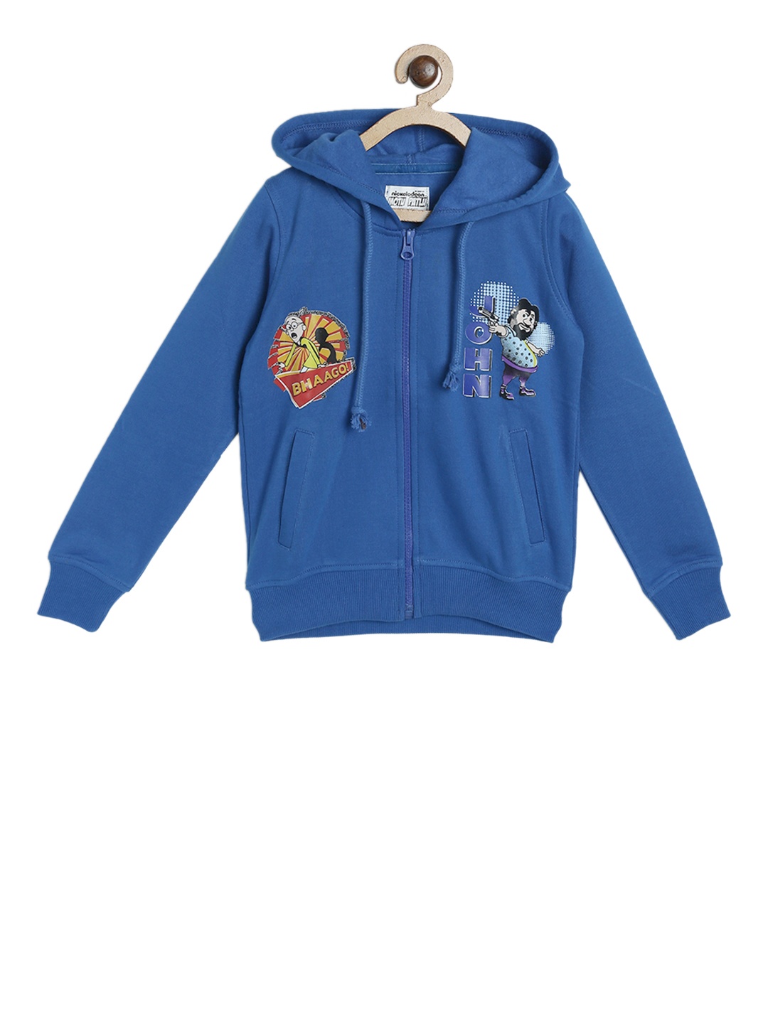 

Motu Patlu Boys Blue Printed Hooded Sweatshirt