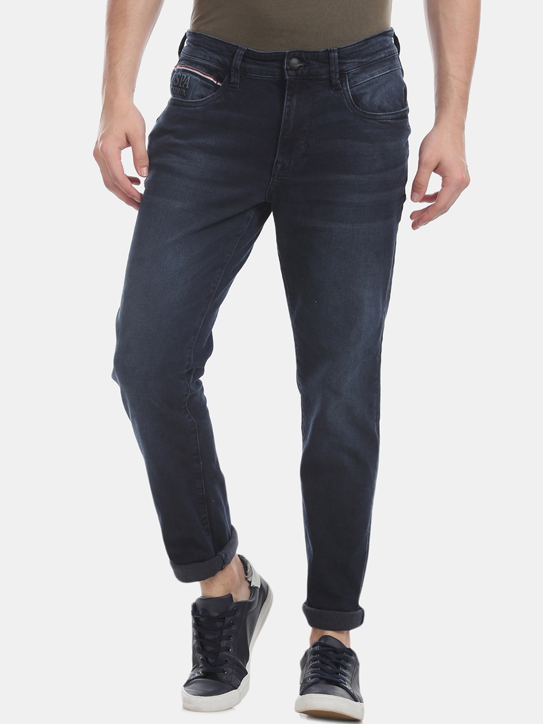 

U.S. Polo Assn. Men Blue Slim Fit Mid-Rise Clean Look Stretchable Sustainable Jeans