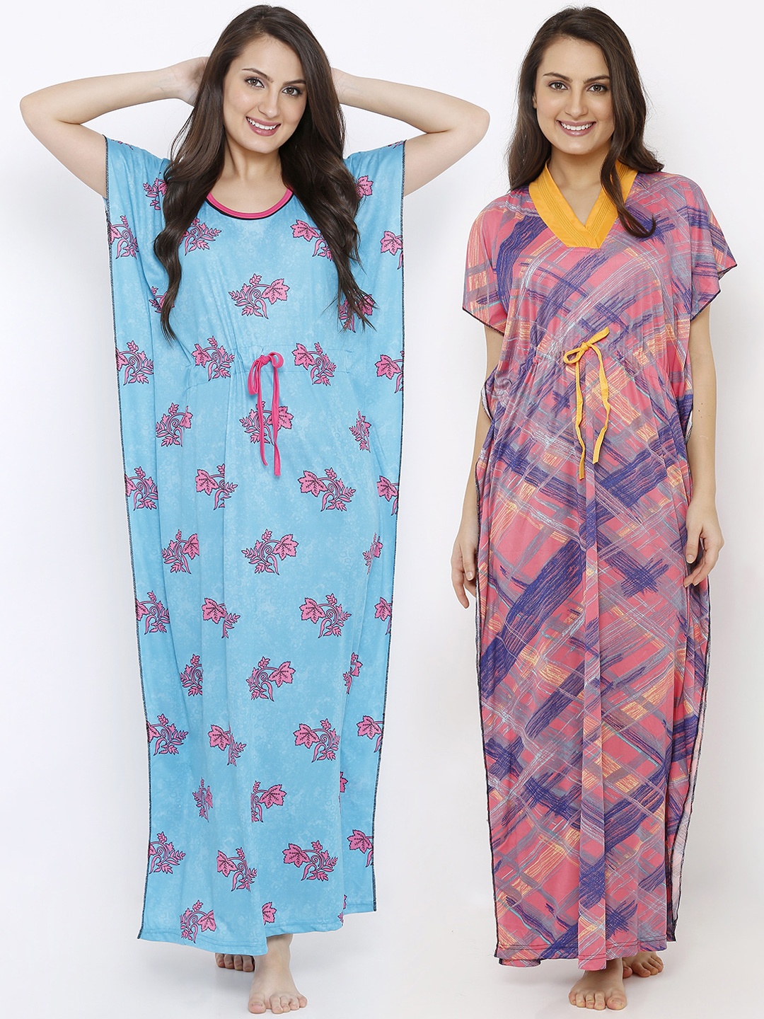 

Pretty Awesome Pack of 2 Printed Nightdresses, Pink