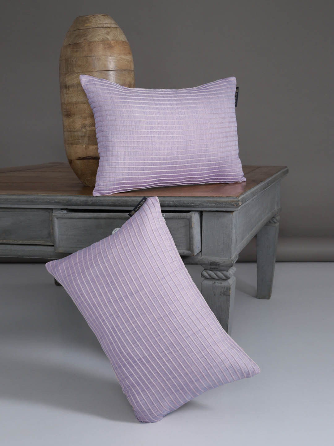 

ROMEE Purple Set of 2 Self Design Rectangle Cushion Covers