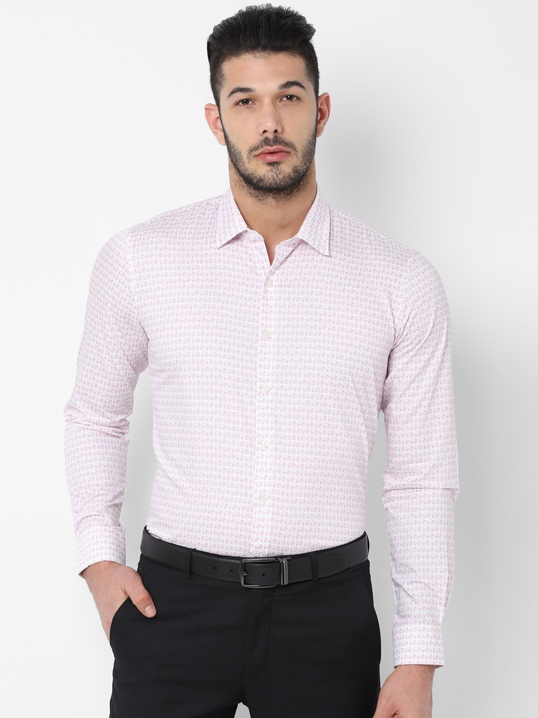 

SIMON CARTER LONDON Men Pink Regular Fit Printed Formal Shirt