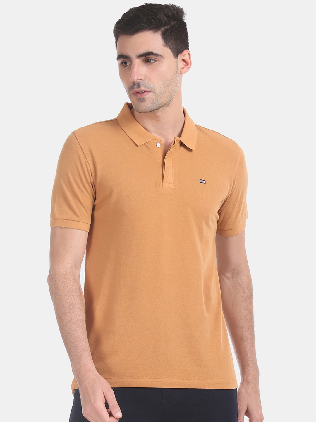 

Arrow Men Brown Solid Polo Collar Pure Cotton T-shirt