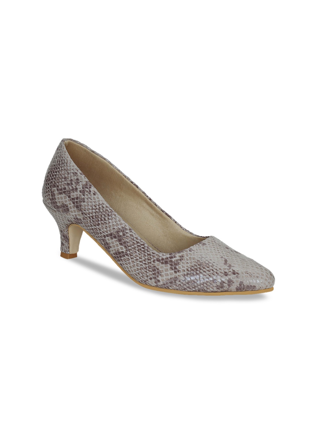 

Get Glamr Women Beige Snake Skin Printed Pumps