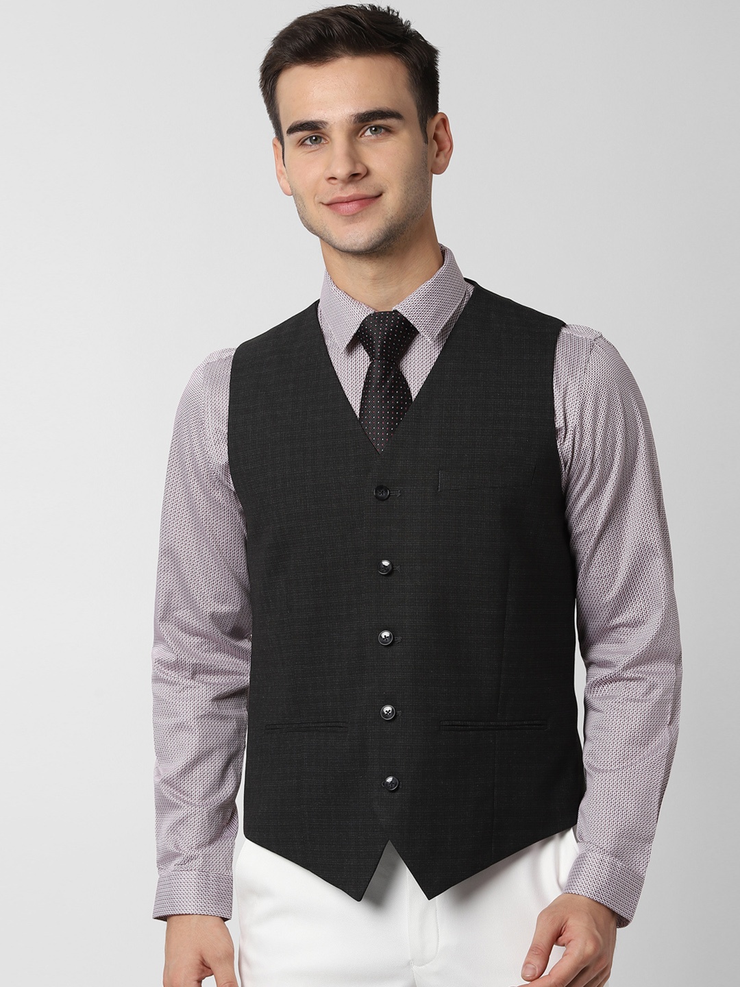 

Peter England Men Black Checked Woven Waistcoat
