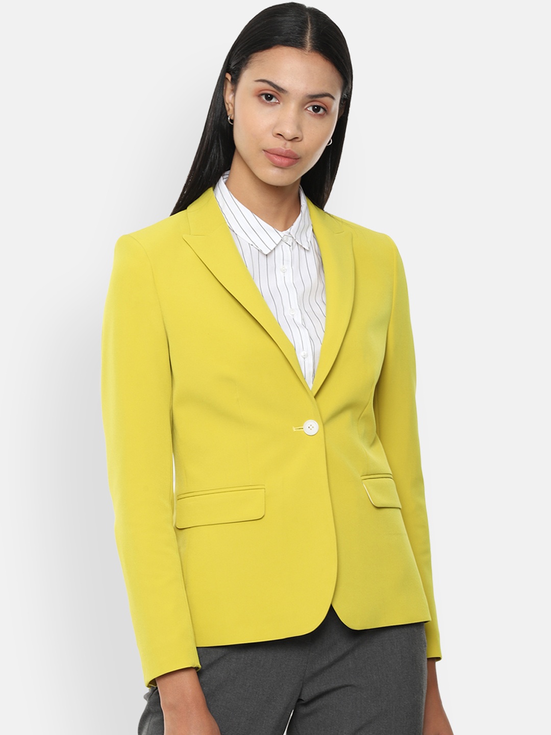 

Van Heusen Woman Yellow Solid Single-Breasted Formal Blazer