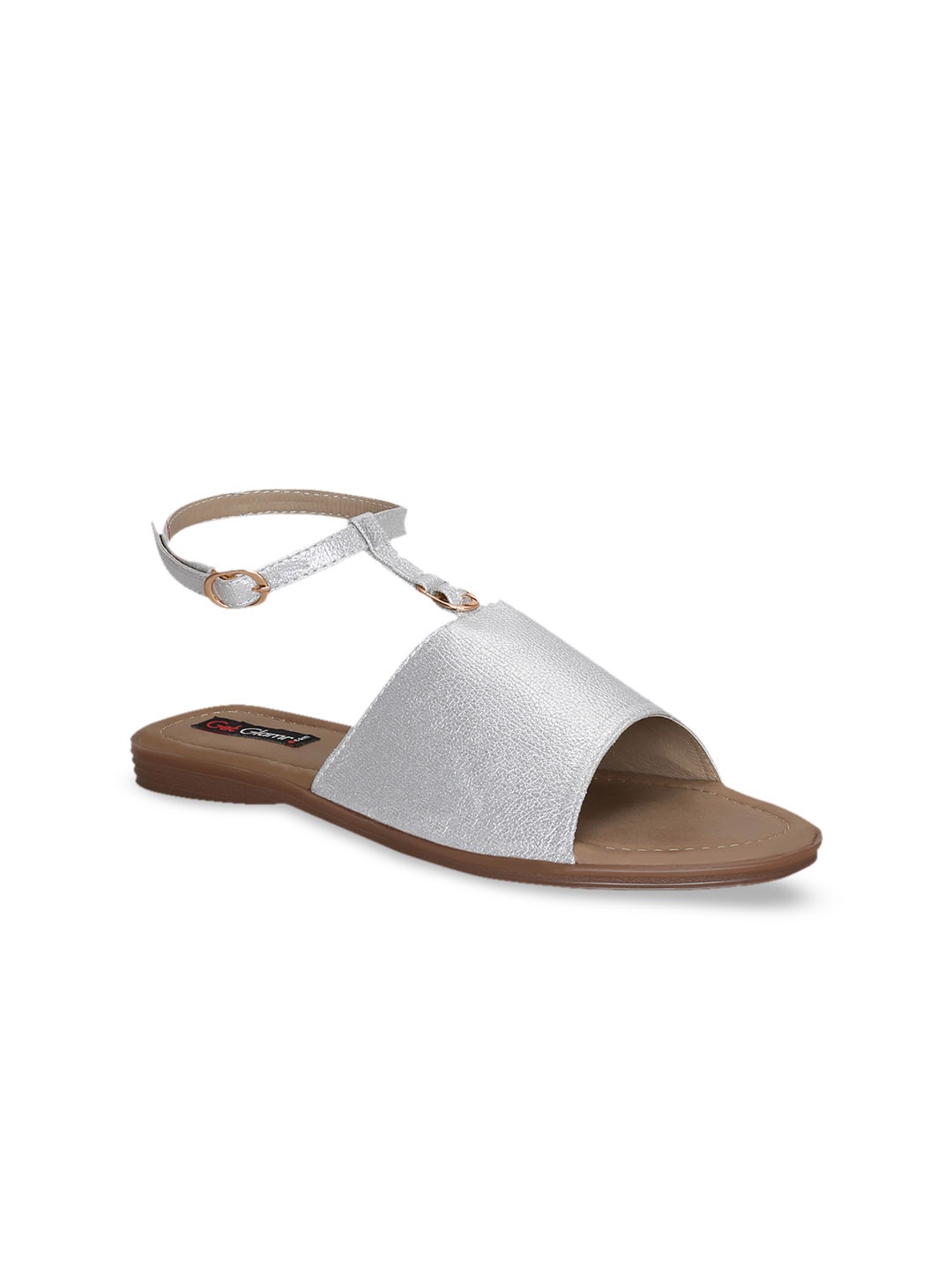 

Get Glamr Women Silver-Toned Solid Open Toe Flats