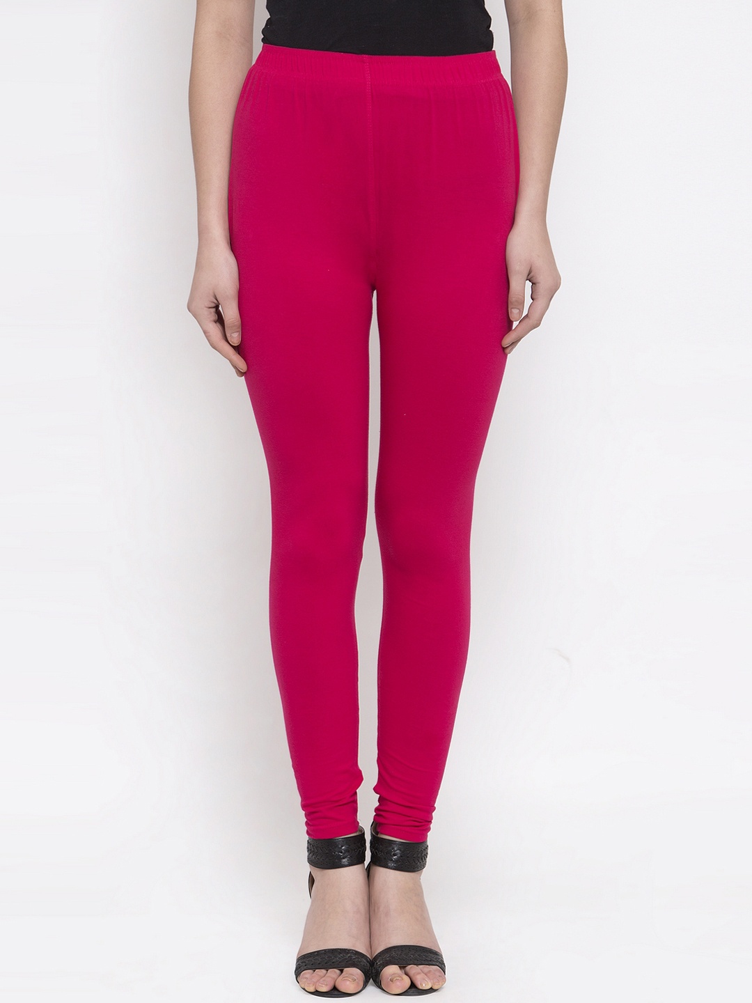 

TAG 7 Women Pink Solid Churidar-Length Leggings