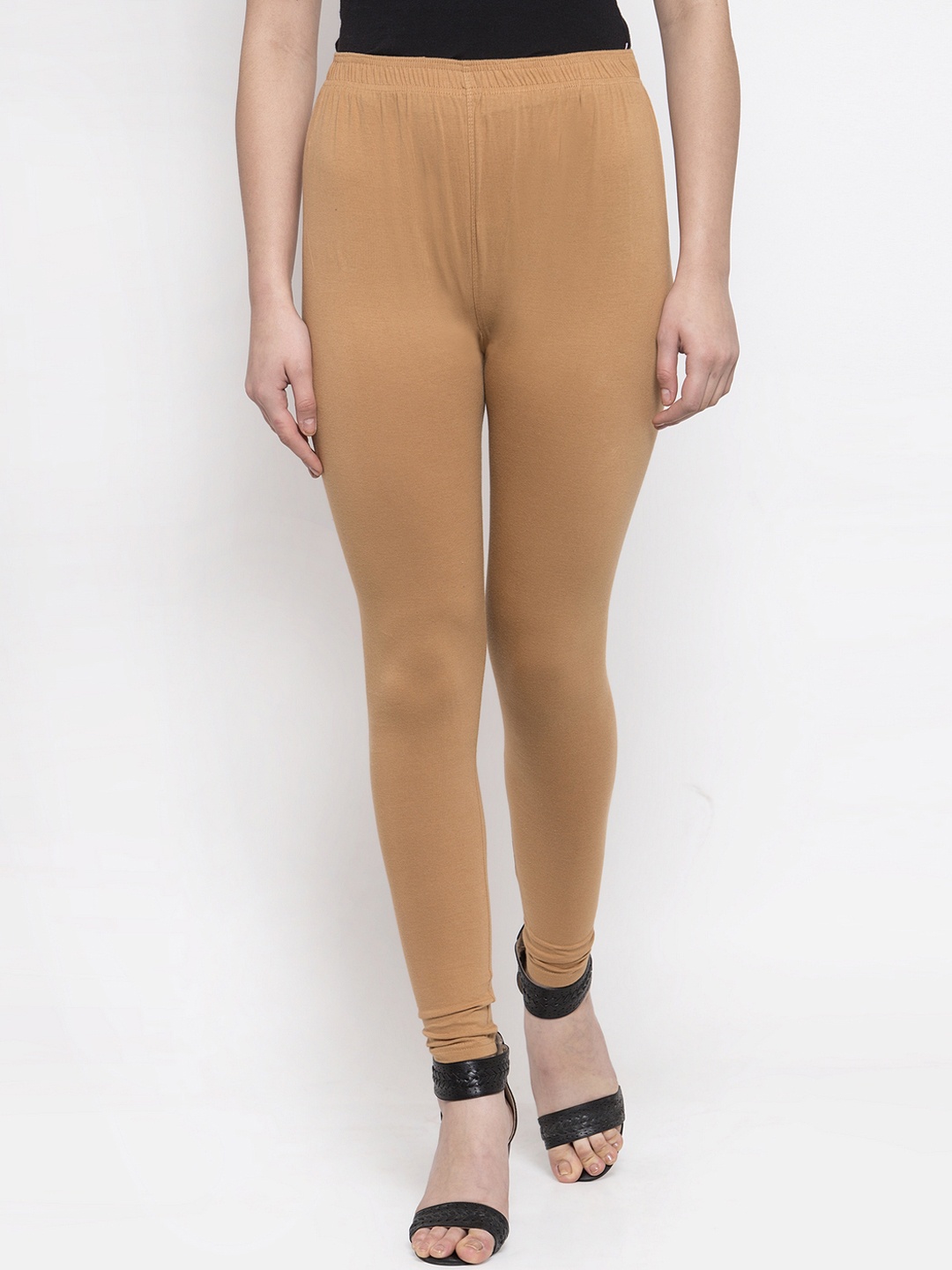 

TAG 7 Women Beige Solid Churidar-Length Leggings