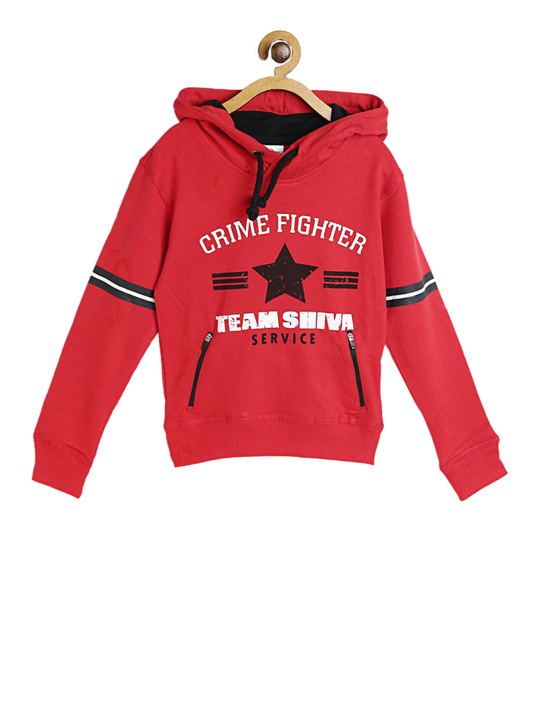 

Shiva Boys Red & White Printed Hooded Sweatshirt