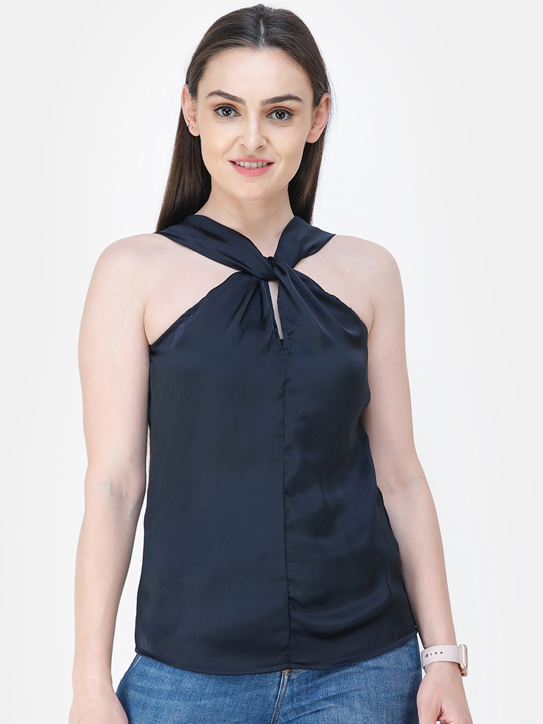 

Cation Women Navy Blue Solid Top