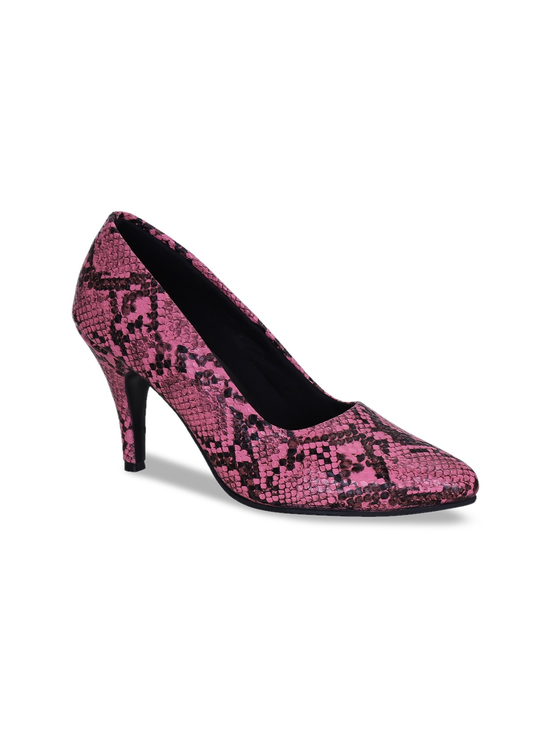 

Get Glamr Women Pink & Black Printed Pumps