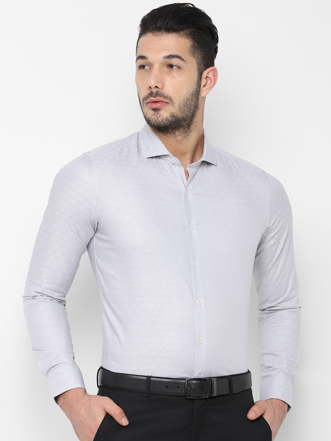 

SIMON CARTER LONDON Men Grey Slim Fit Printed Formal Shirt