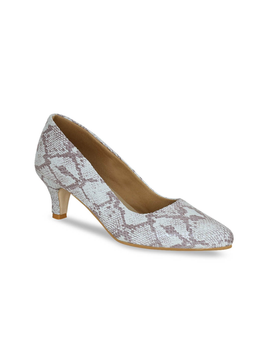 

Get Glamr Women White & Beige Animal Printed Pumps