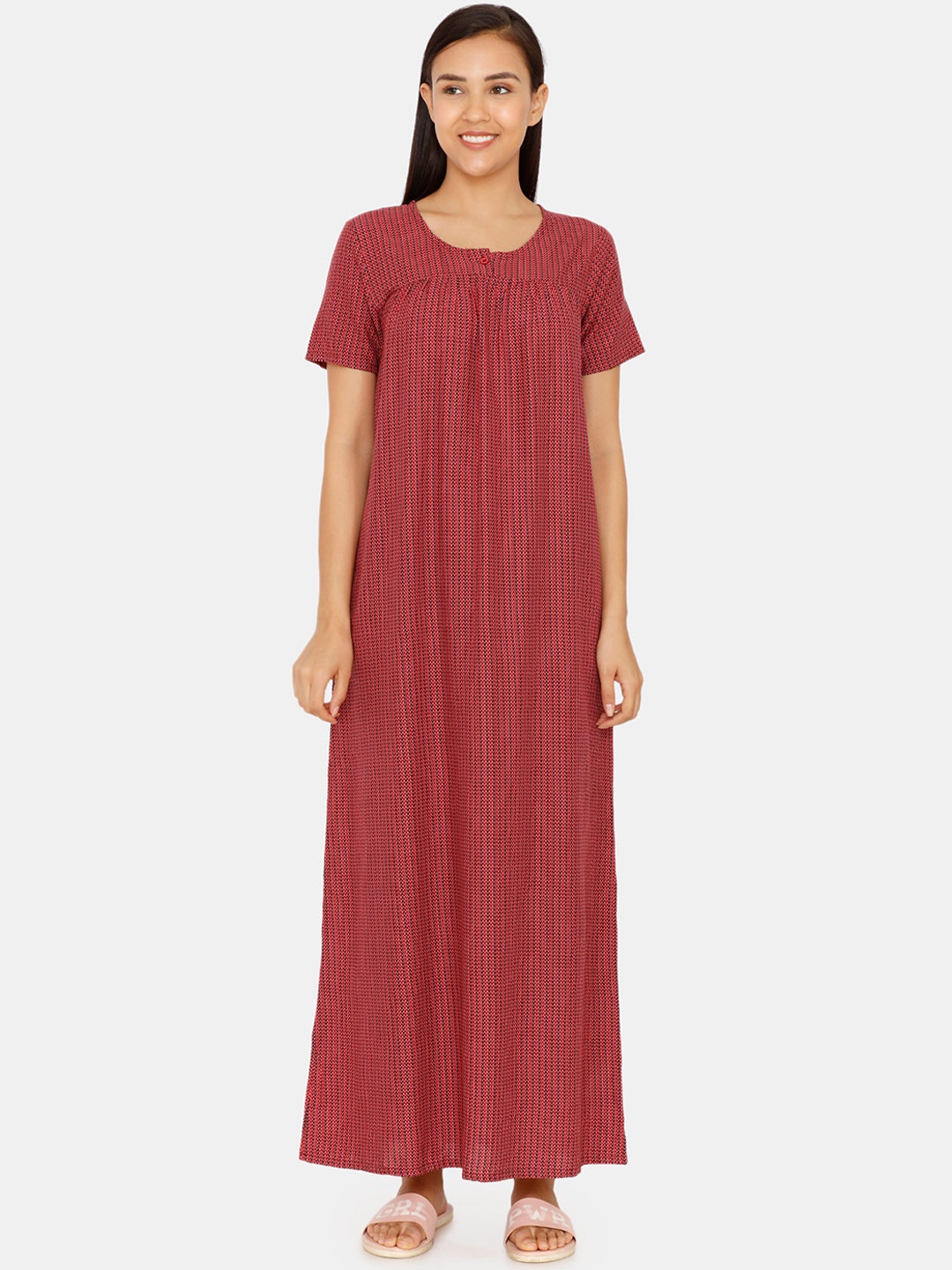 

Zivame Red Printed Nightdress ZI604KFASH00
