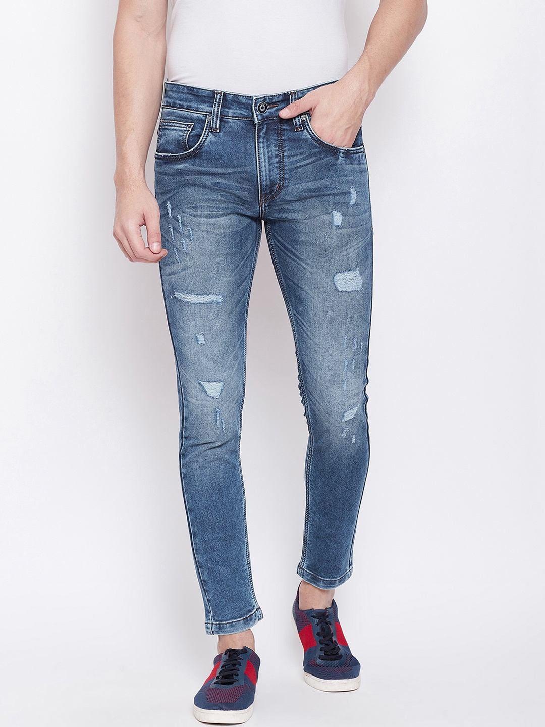 

Duke Men Blue Regular Fit Mid-Rise Mildly Distressed Stretchable Jeans