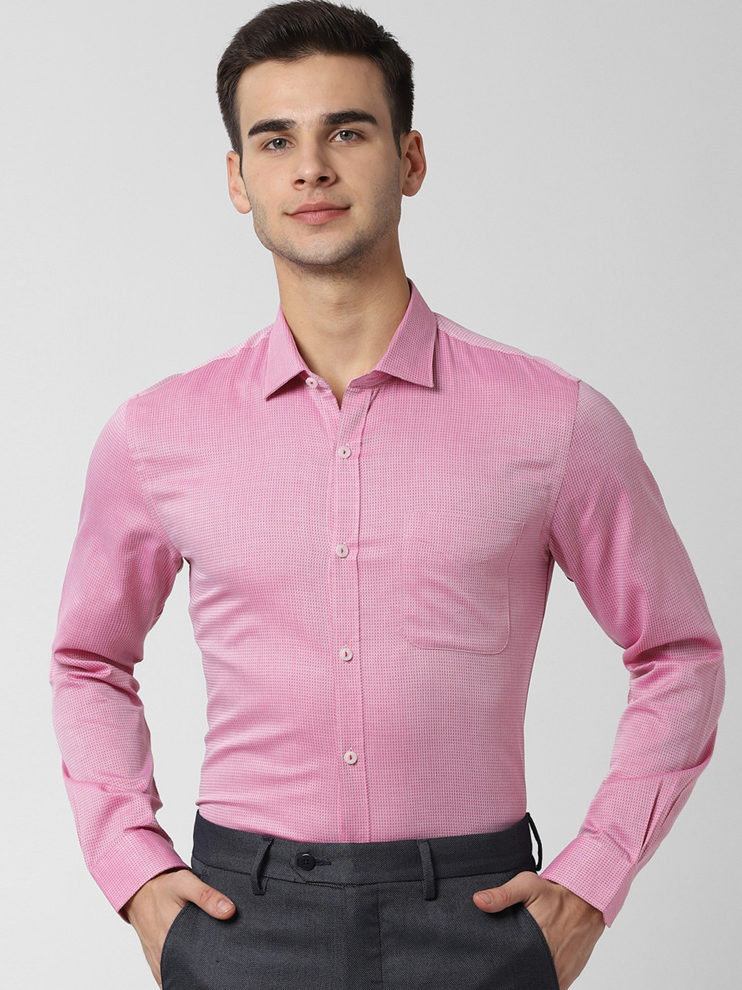 

Peter England Men Pink Slim Fit Printed Formal Shirt