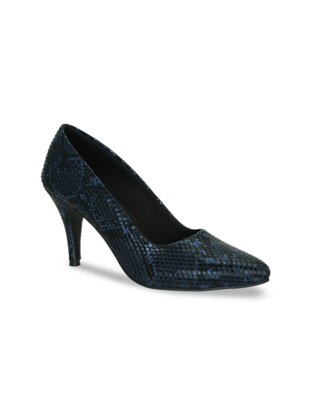 

Get Glamr Women Navy Blue Textured Pumps