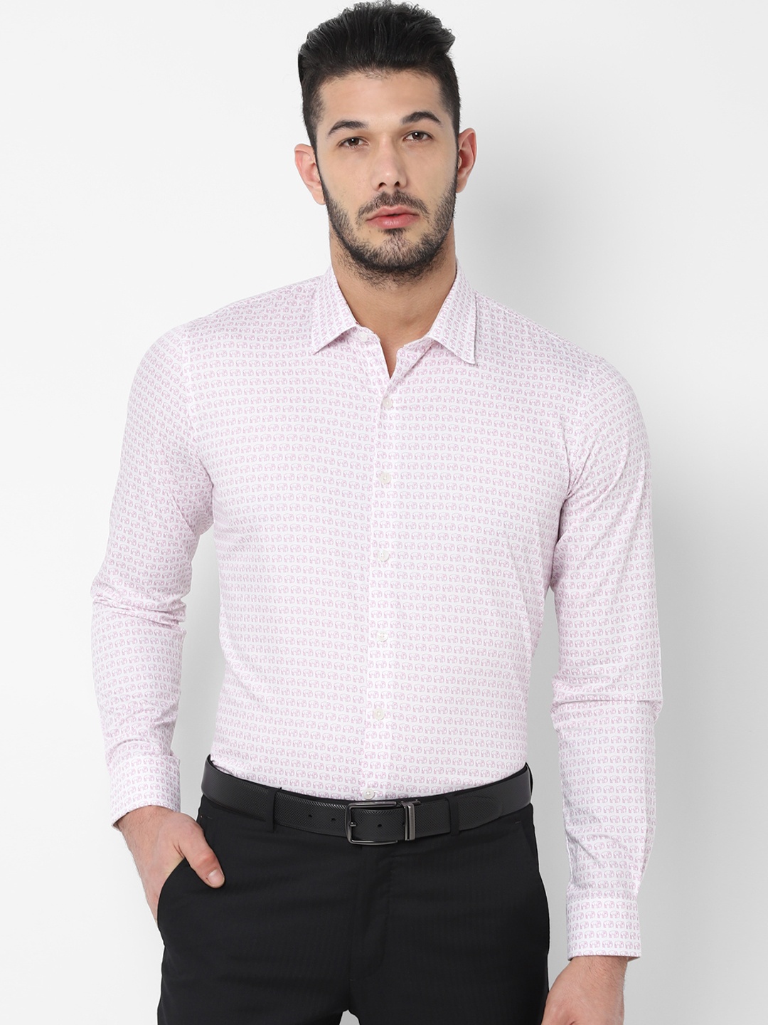 

SIMON CARTER LONDON Men Pink Regular Fit Printed Formal Shirt