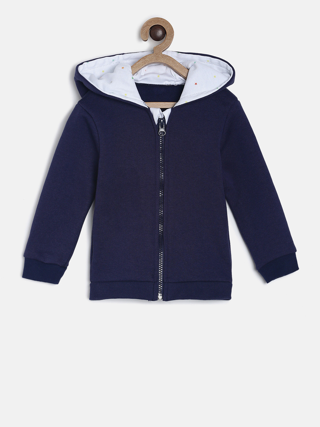 

MINI KLUB Boys Navy Blue Solid Hooded Sweatshirt
