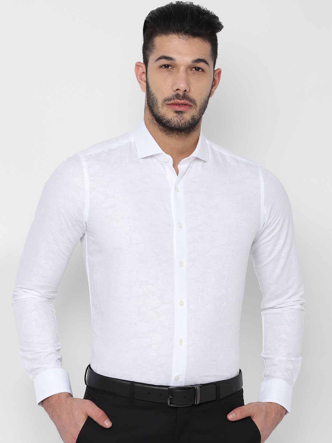 

SIMON CARTER LONDON Men White Slim Fit Printed Formal Shirt