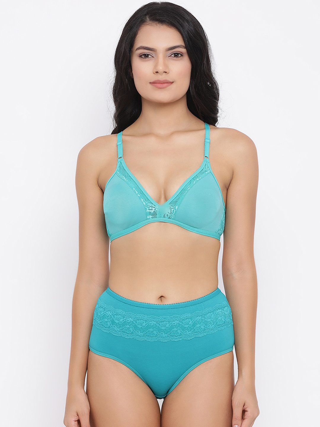 

Clovia Women Blue Solid Lingerie Set COMBBP34832B