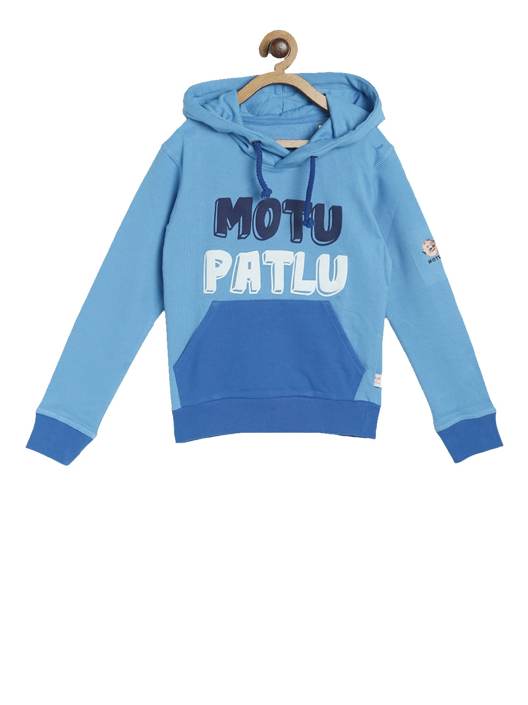 

Motu Patlu Boys Blue Printed Hooded Sweatshirt