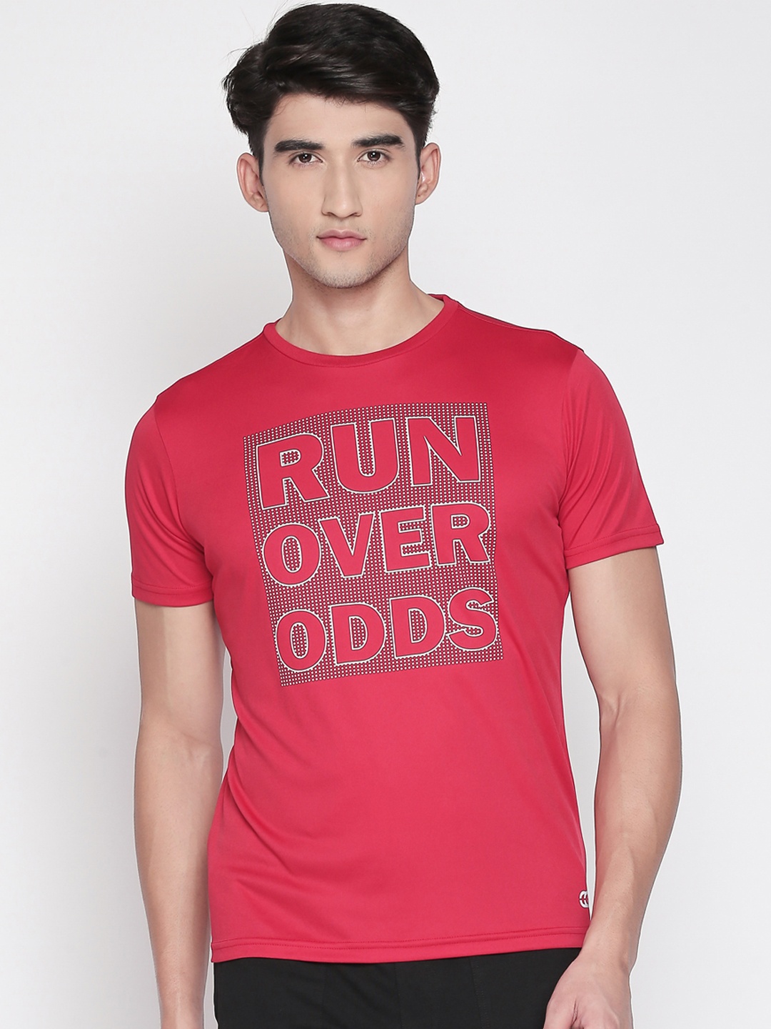 

Ajile by Pantaloons Men Red Printed Slim Fit Round Neck T-shirt