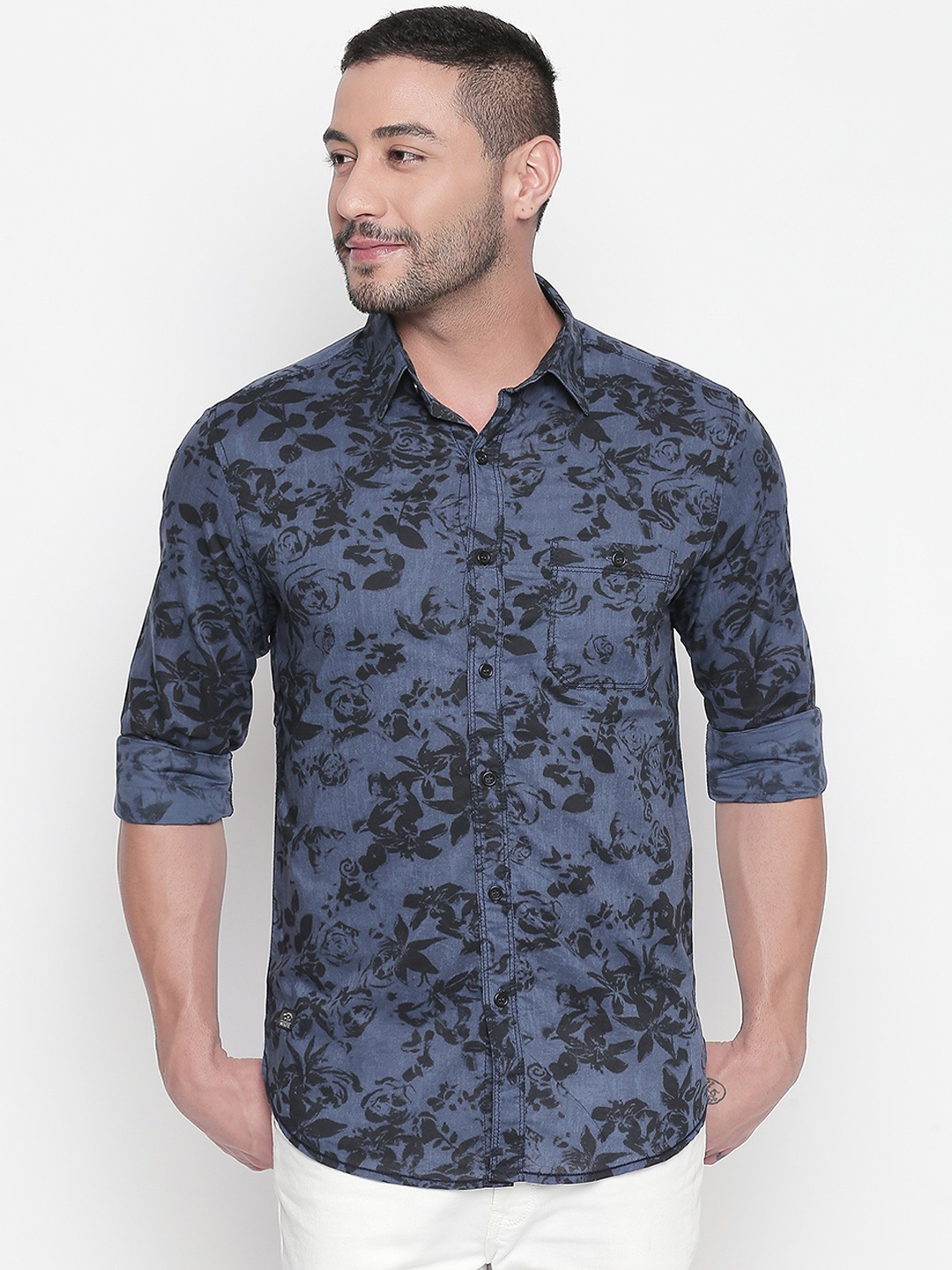 

Mufti Men Blue & Black Slim Fit Printed Casual Shirt