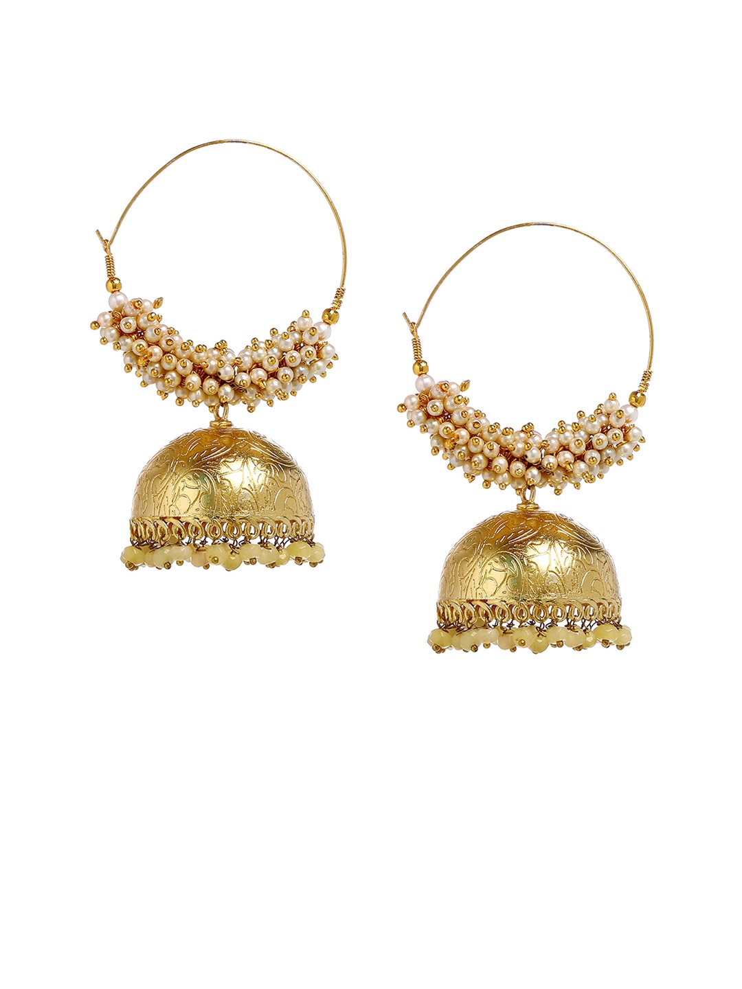 

Bamboo Tree Jewels Gold-Toned Dome Shaped Jhumkas