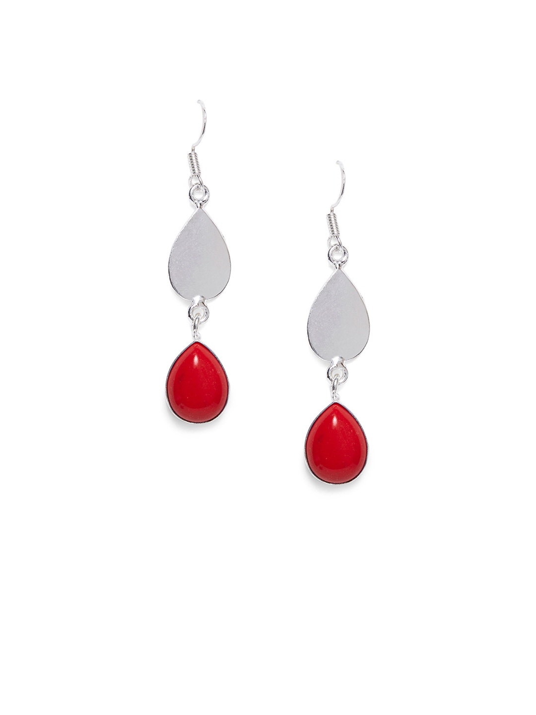 

Bamboo Tree Jewels Silver-Toned Contemporary Drop Earrings