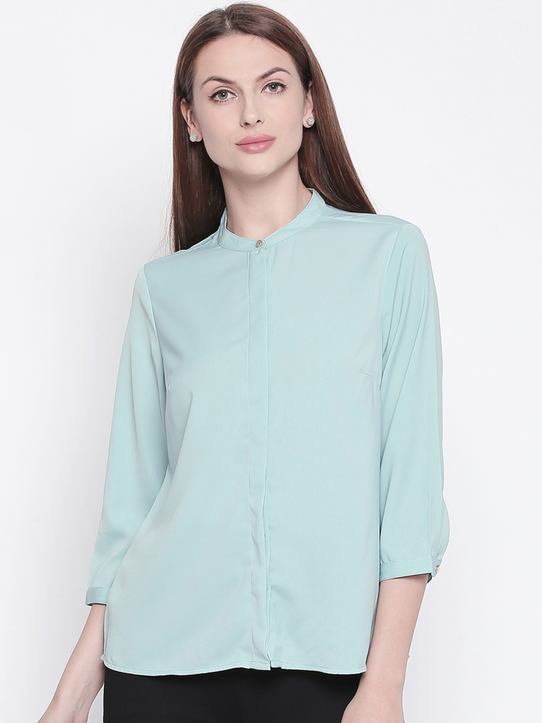 

Annabelle by Pantaloons Women Sea Green Regular Fit Solid Casual Shirt