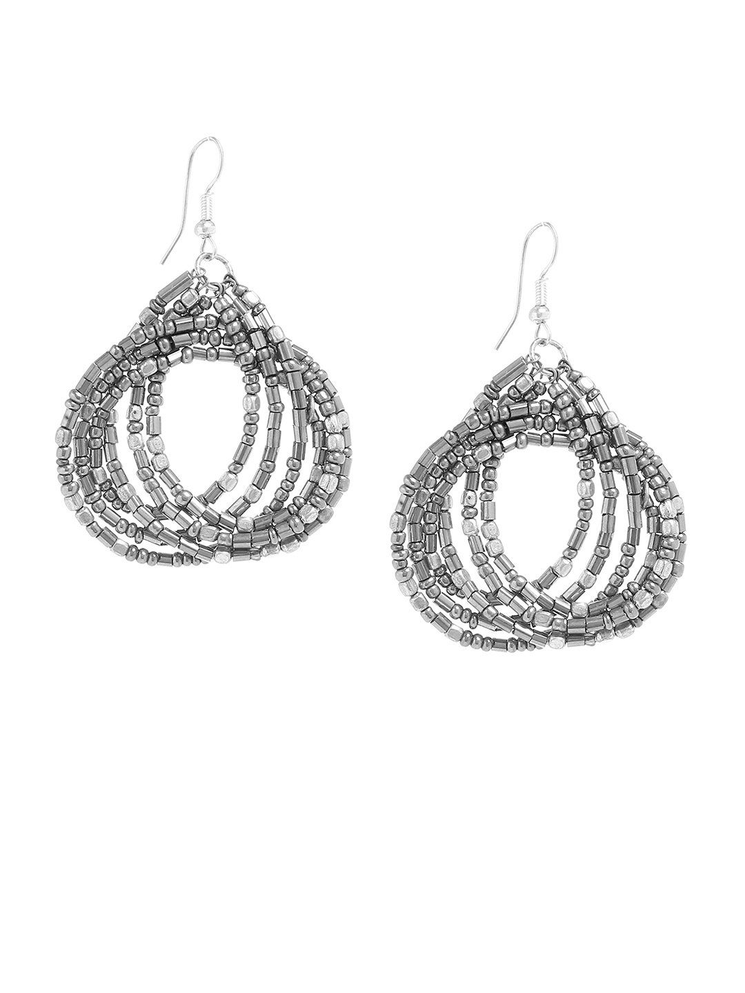 

Bamboo Tree Jewels Silver-Toned Circular Drop Earrings