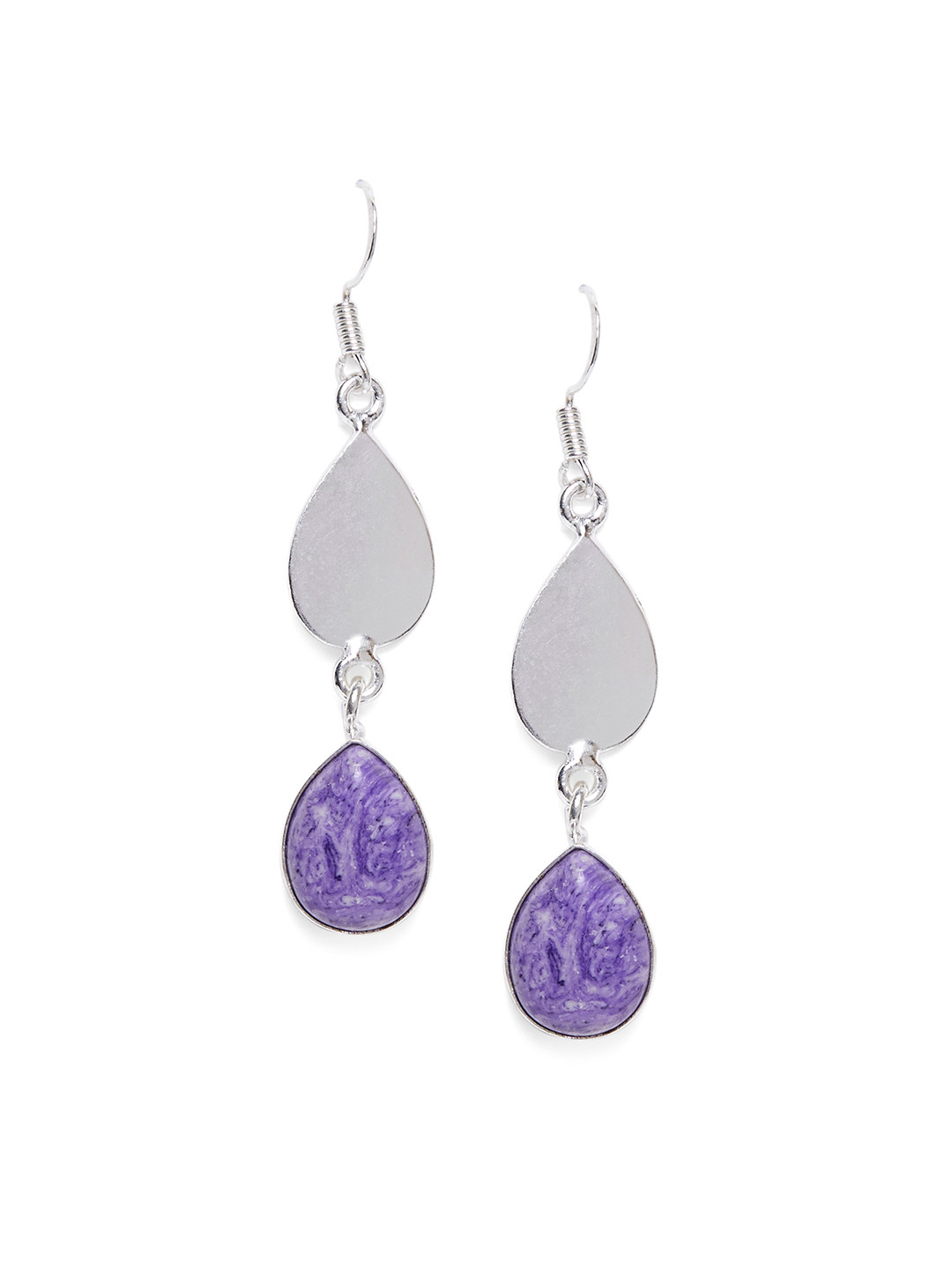 

Bamboo Tree Jewels Silver-Toned Contemporary Drop Earrings