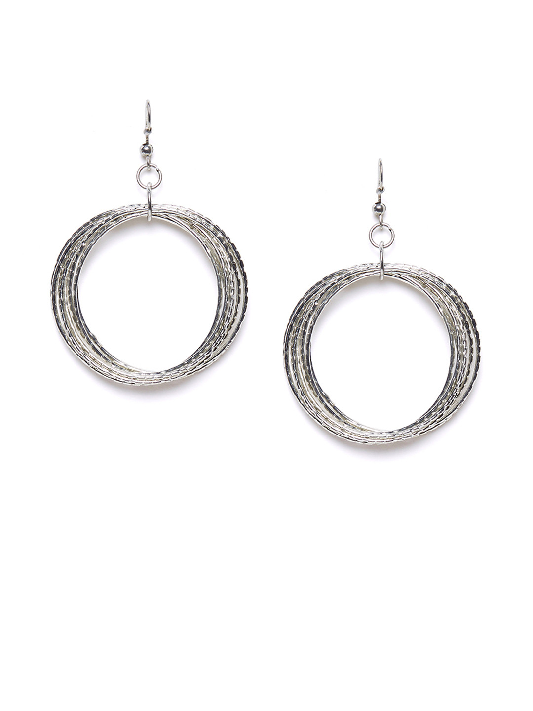 

Bamboo Tree Jewels Silver-Toned Oval Drop Earrings
