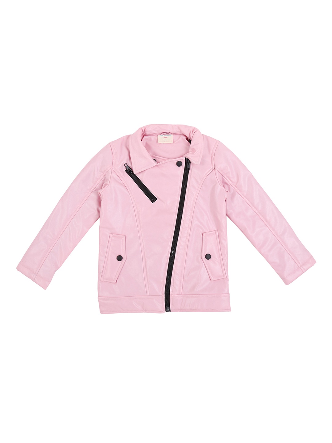 

Pantaloons Junior Girls Pink Solid Biker Jacket
