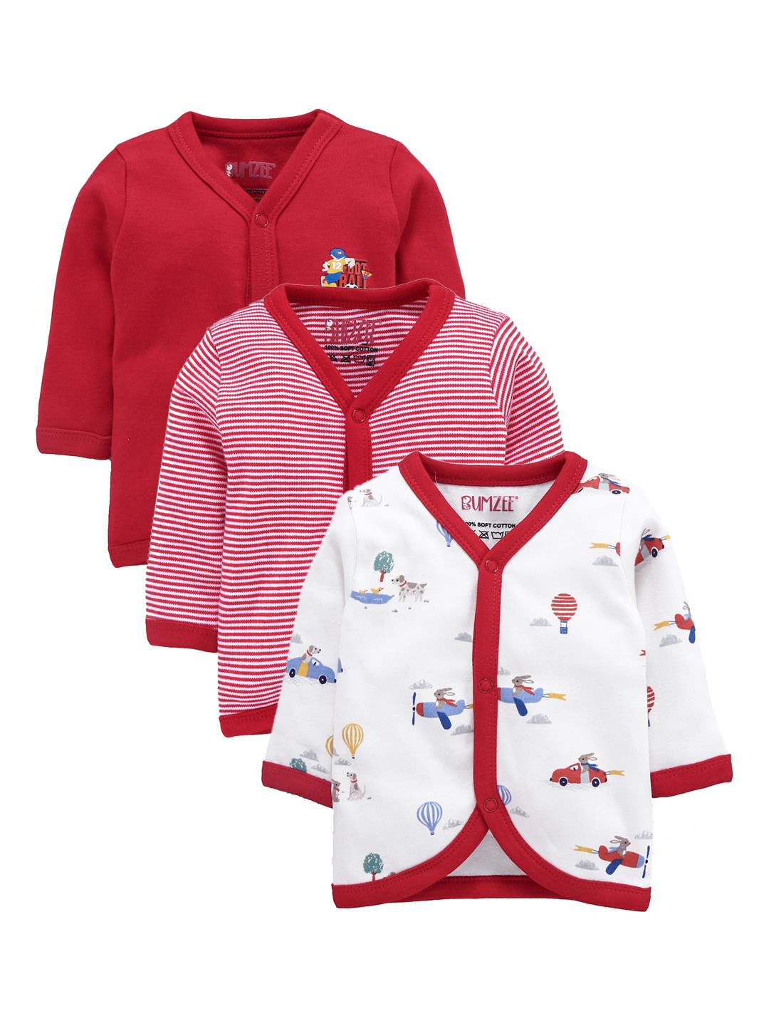 

BUMZEE Kids Pack of 3 Jhablas, Red