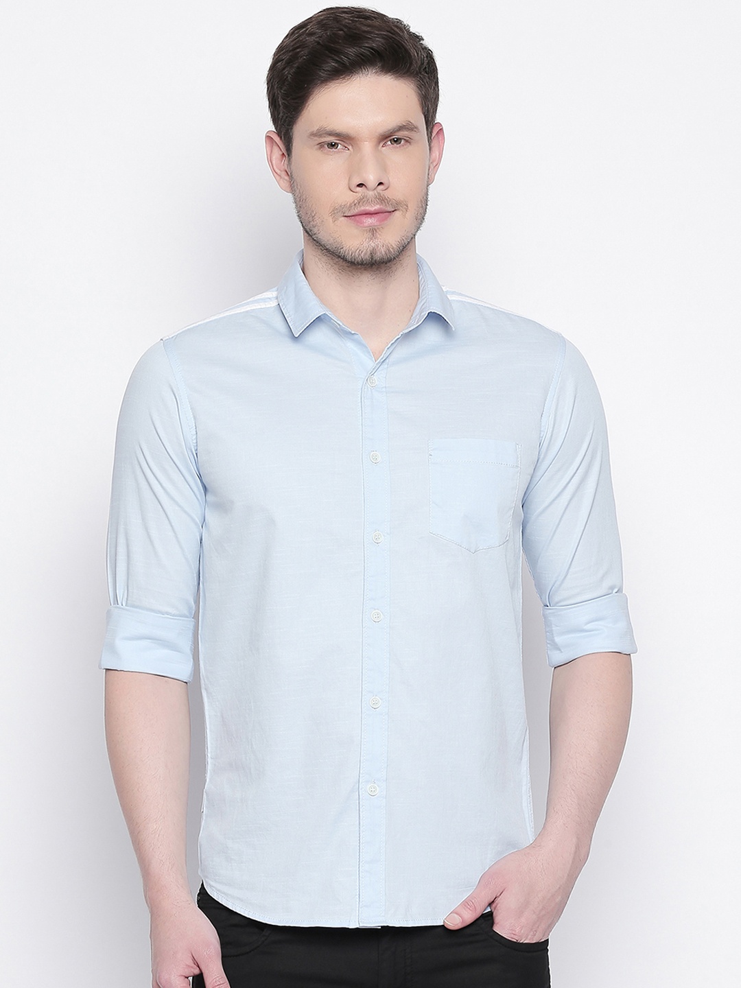 

Mufti Men Blue Original Slim Fit Solid Casual Shirt