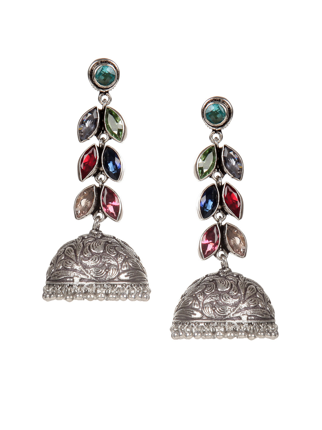 

Bamboo Tree Jewels Multicoloured Dome Shaped Jhumkas, Multi