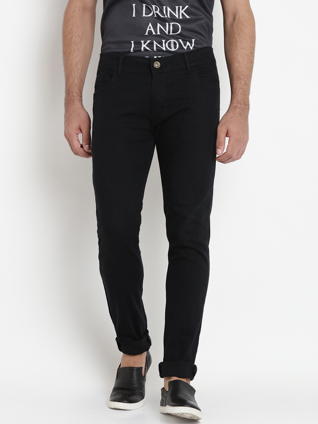 Dais Men Black Skinny Fit Mid-Rise Clean Look Stretchable Jeans