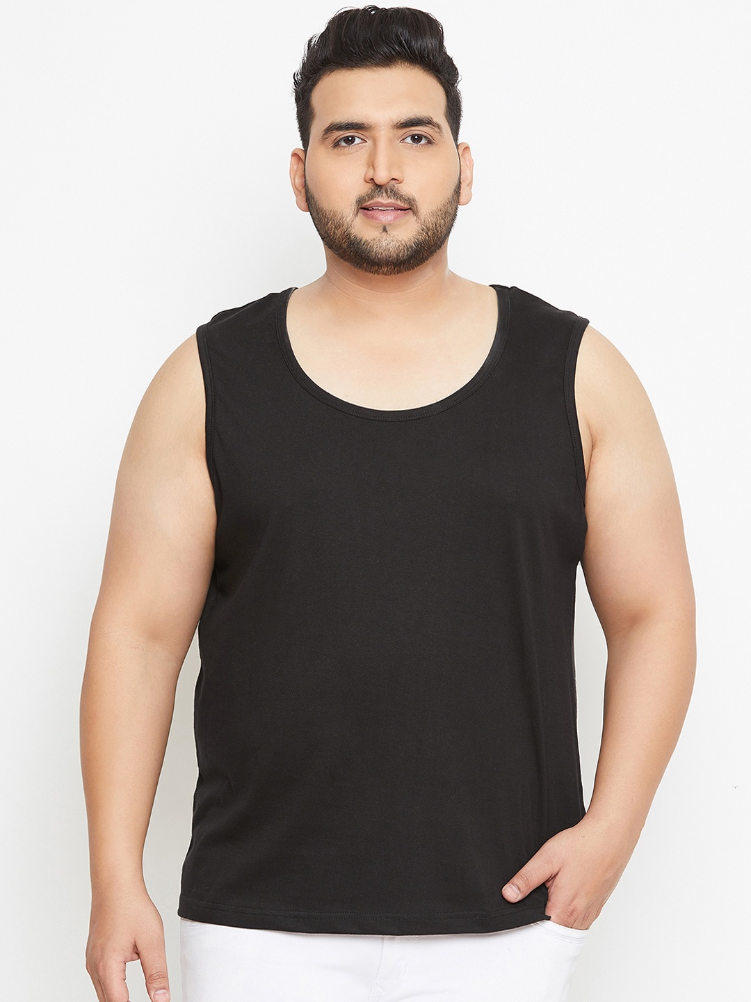 

bigbanana Plus Size Men Black Solid Innerwear Vest Monash