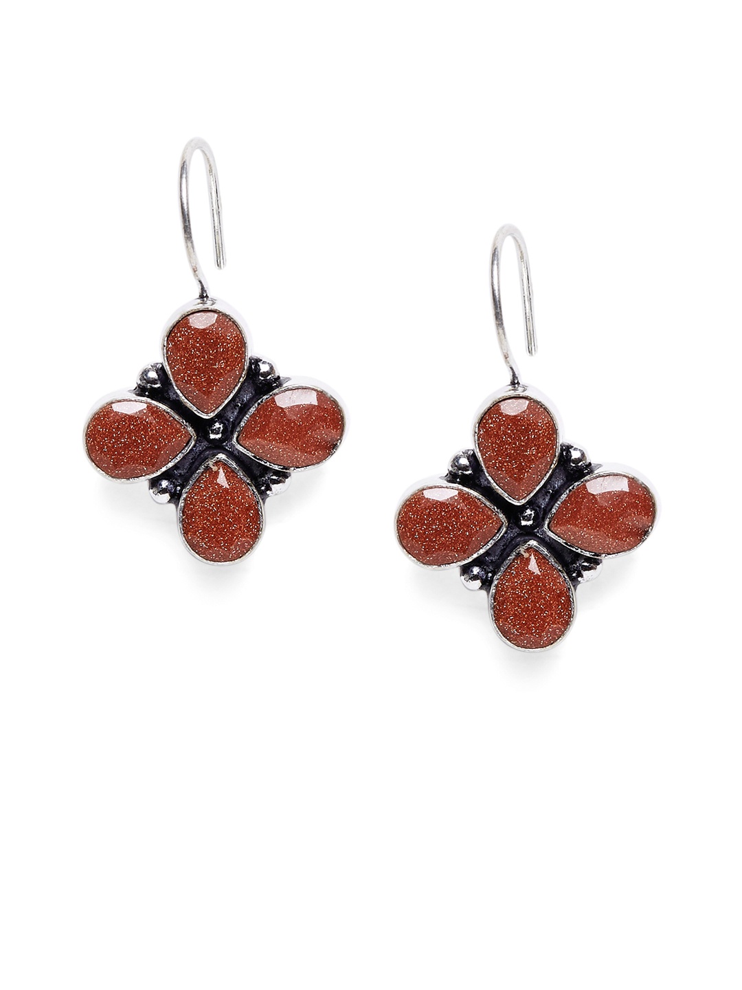 

Bamboo Tree Jewels Orange Floral Drop Earrings