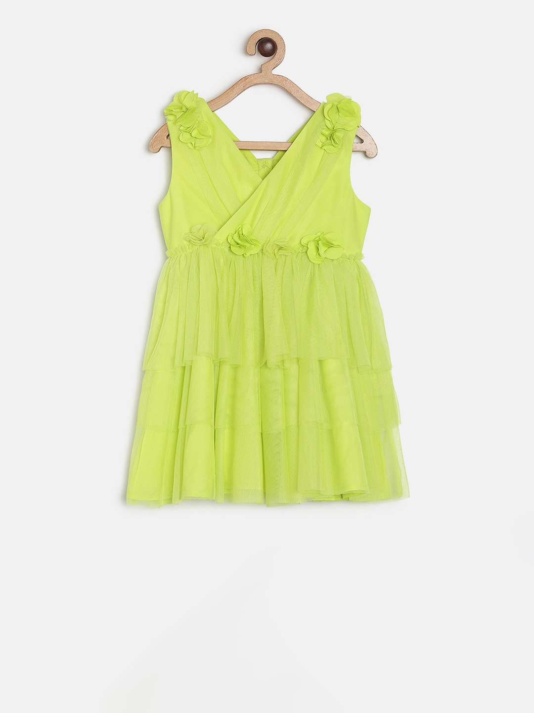 MINI KLUB Infant Green Solid Layered Wrap Dress