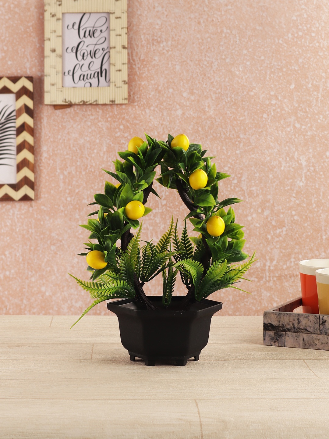 

FOLIYAJ Green & Yellow Artificial Bonsai Lime Tree
