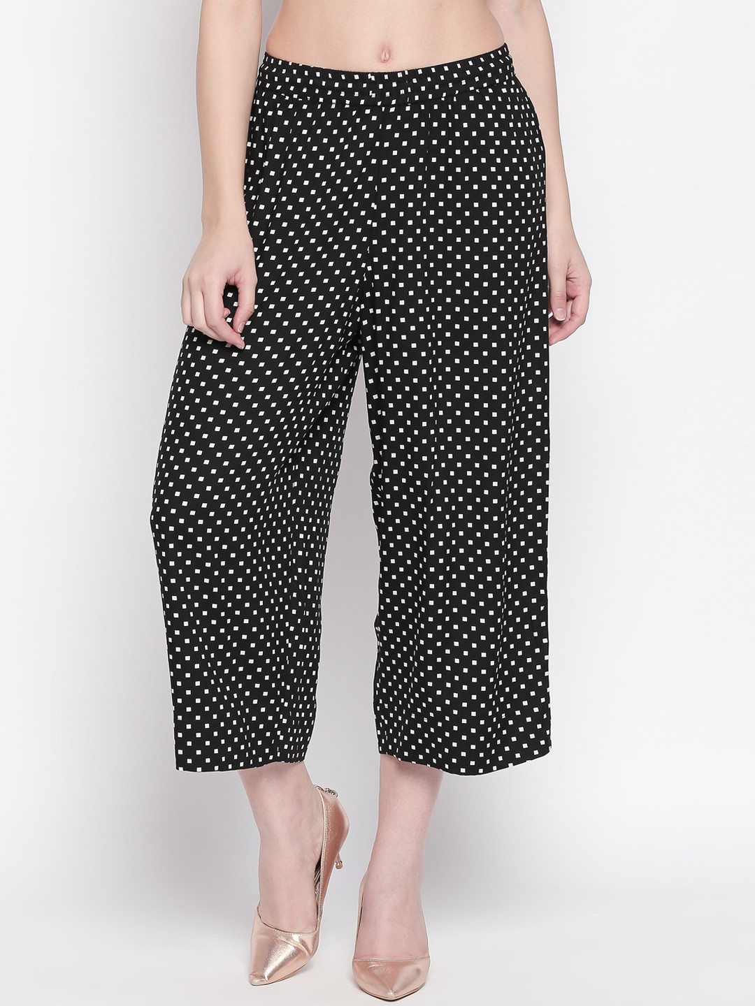 

RANGMANCH BY PANTALOONS Women Black Printed Flared Palazzos