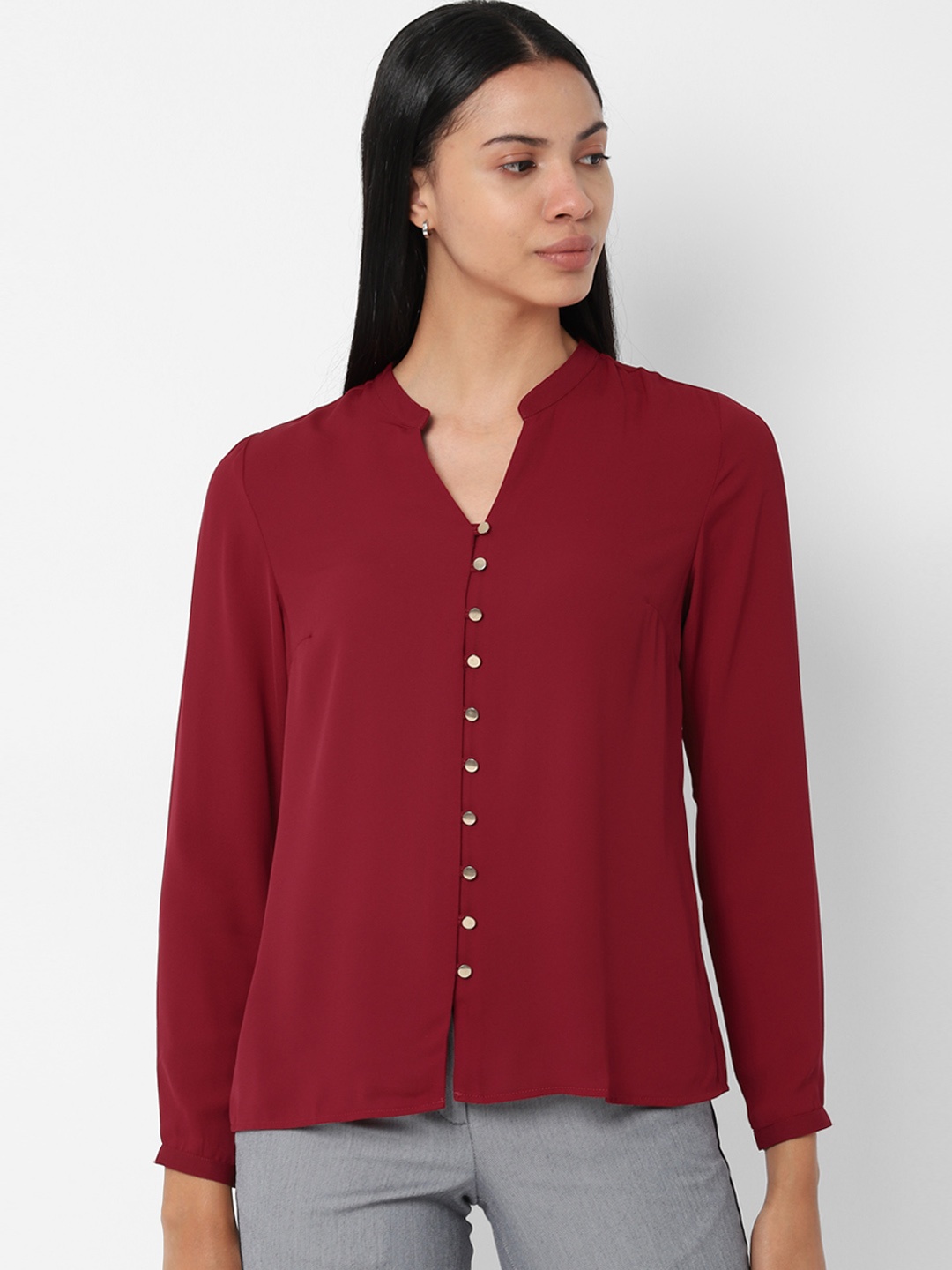 

Allen Solly Woman Maroon Shirt Style Top