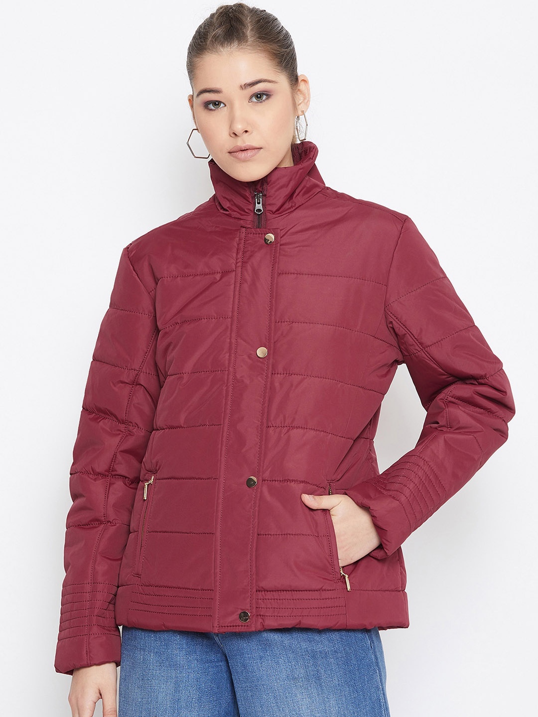 

Spirit Women Maroon Solid Padded Jacket