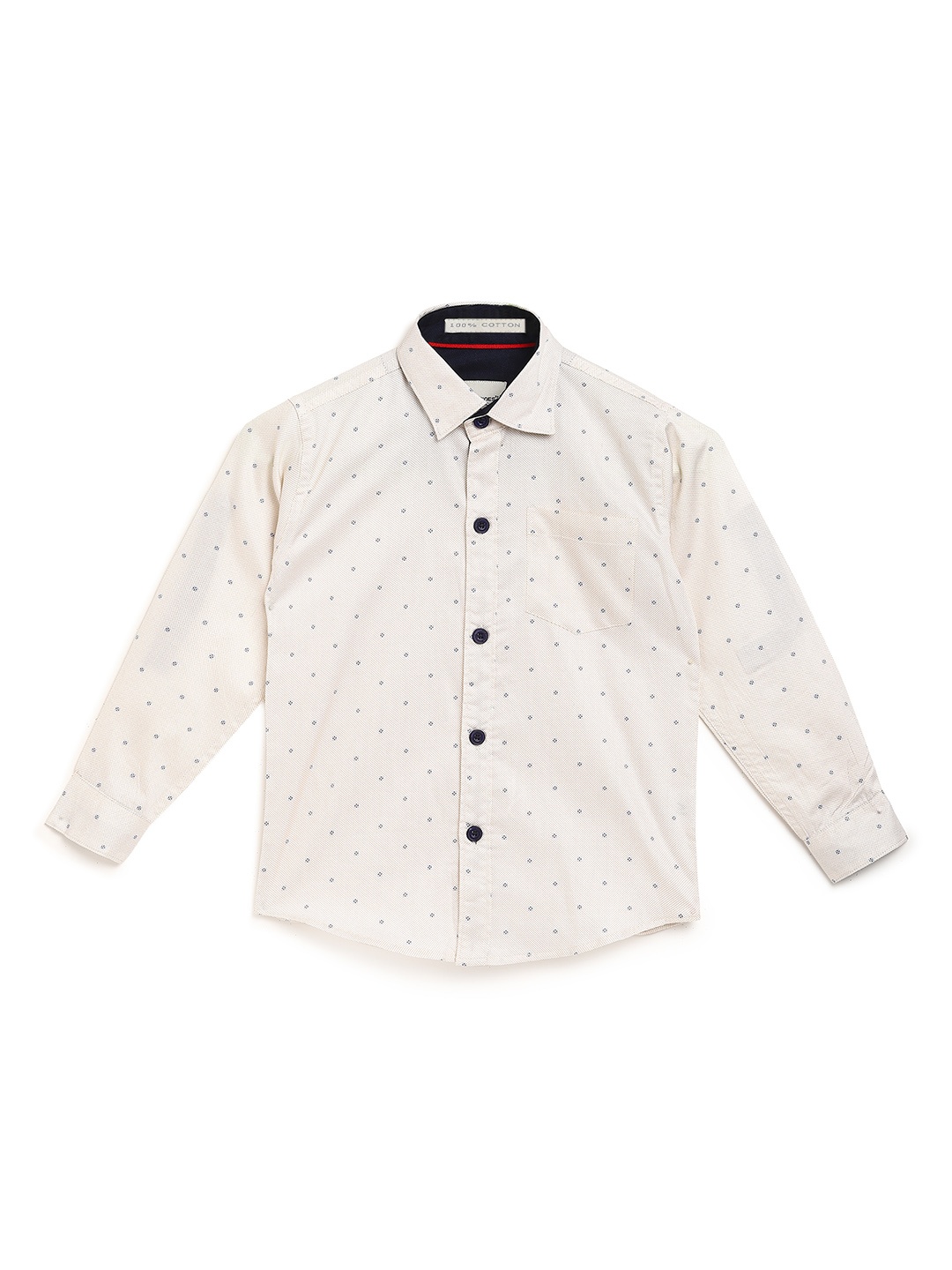

Aj DEZInES Boys Cream-Coloured & Blue Regular Fit Printed Casual Shirt